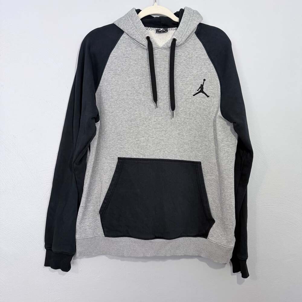 Jordan Jumpman Hoodie Size L Gray Black Fleece Pullover